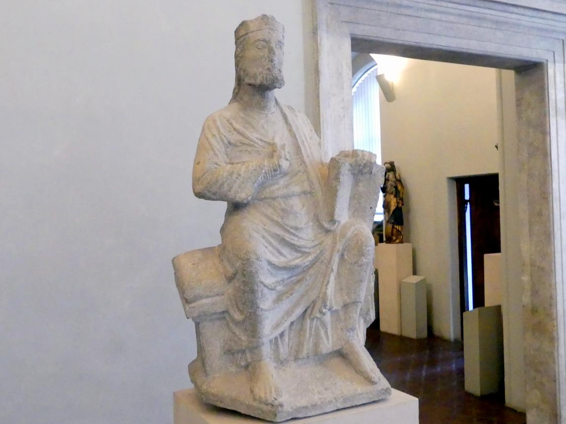 Thronender Christus, Reichenbach (Landkreis Cham), ehem. Benediktinerkloster, ehem. Abteikirche, heute Filialkirche Mariä Himmelfahrt, jetzt München, Bayerisches Nationalmuseum, Saal 1, um 1230, Bild 3/4