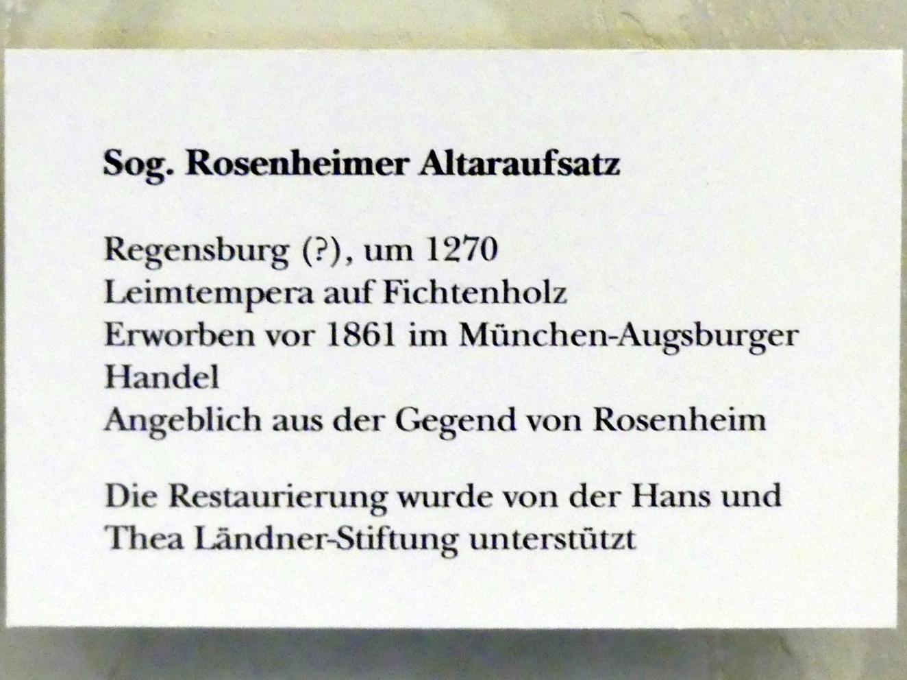 Sog. Rosenheimer Altaraufsatz, München, Bayerisches Nationalmuseum, Saal 1, um 1270, Bild 2/2
