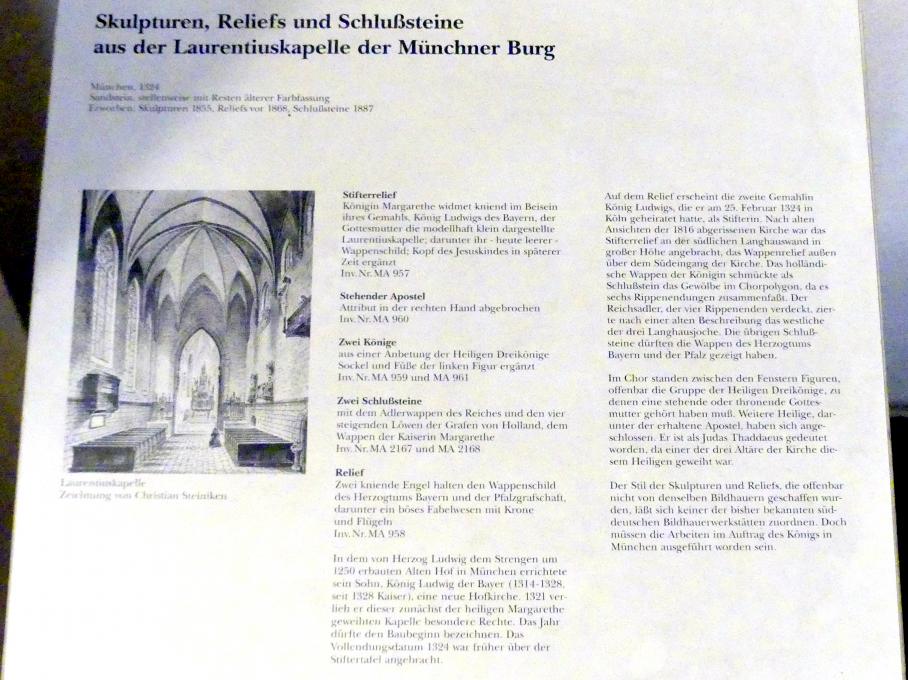 Stehender Apostel, München, Münchner Kaiserburg im Alten Hof, jetzt München, Bayerisches Nationalmuseum, Saal 2, 1324, Bild 3/3