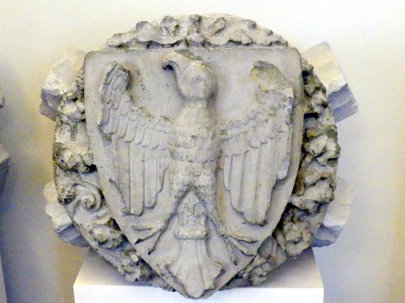 Zwei Schlußsteine, München, Münchner Kaiserburg im Alten Hof, jetzt München, Bayerisches Nationalmuseum, Saal 2, 1324, Bild 2/3
