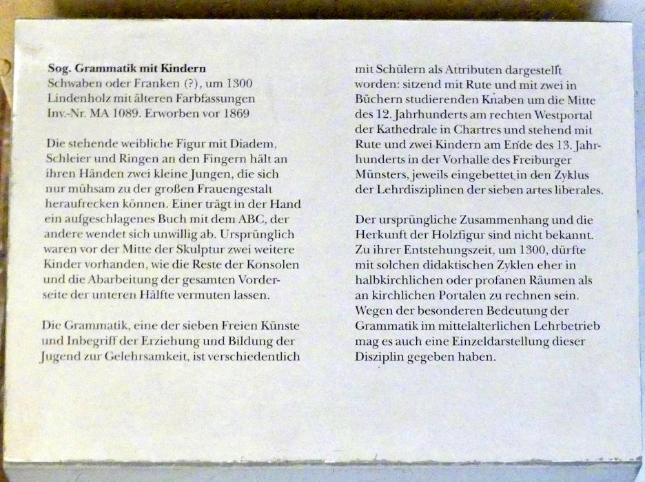 Sog. Grammatik mit Kindern, München, Bayerisches Nationalmuseum, Saal 2, um 1300, Bild 4/4