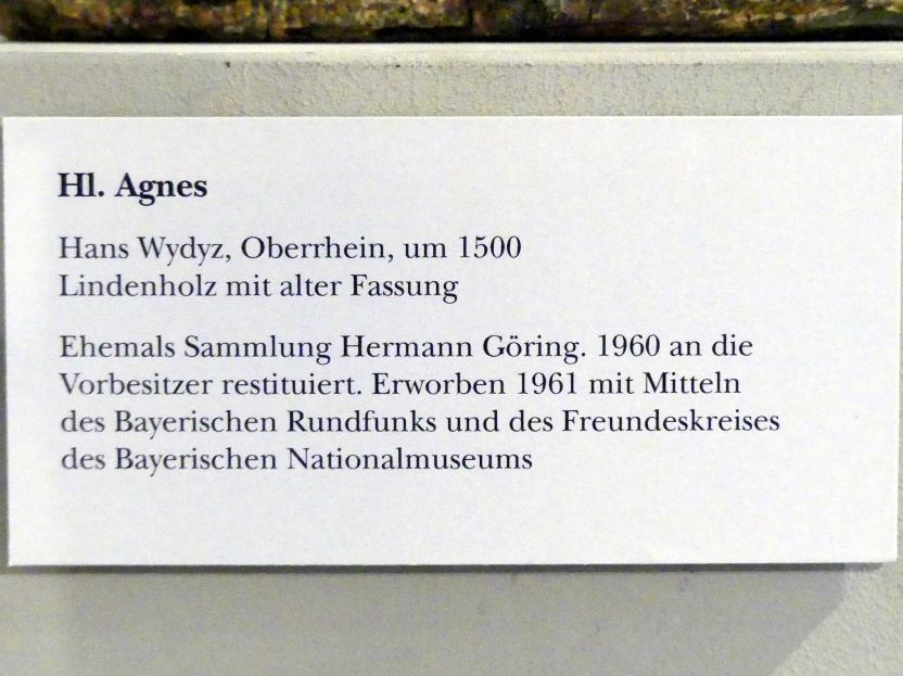 Hans Wydyz (Hans Weiditz) (1485–1515), Heilige Agnes, München, Bayerisches Nationalmuseum, Saal 17, 1480–1490, Bild 3/4