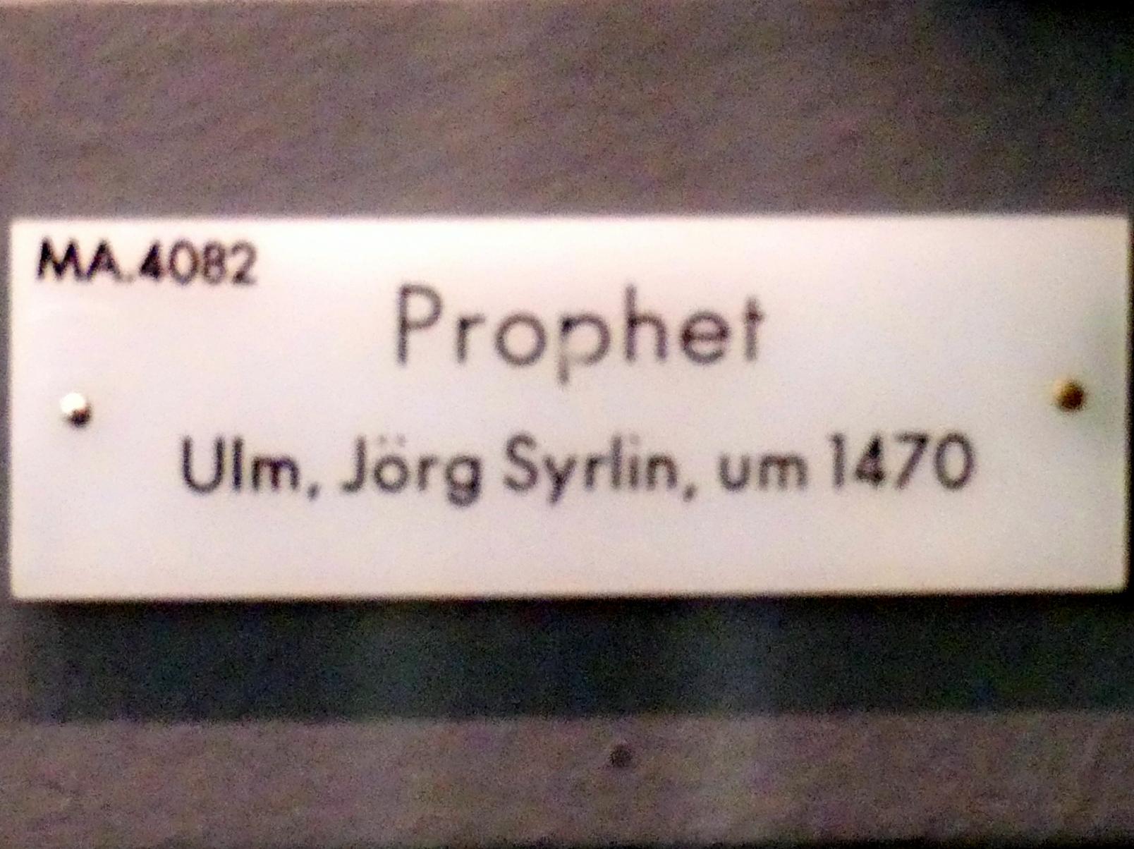 Jörg Syrlin der Ältere (1458–1475), Prophet, München, Bayerisches Nationalmuseum, Saal 17, um 1470, Bild 2/2