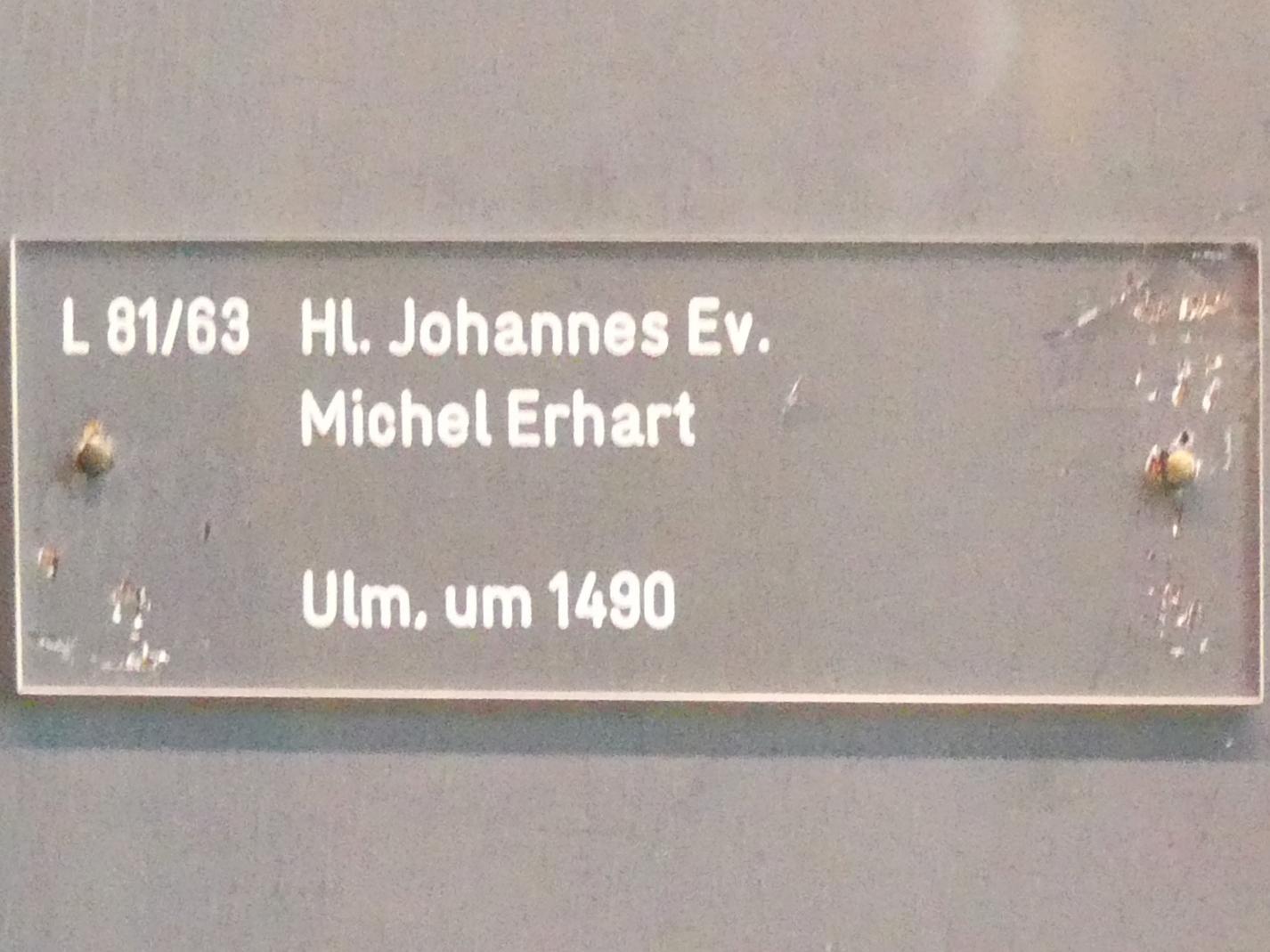 Michel Erhart (1472–1516), Hl. Johannes Ev., München, Bayerisches Nationalmuseum, Saal 17, um 1490, Bild 5/5