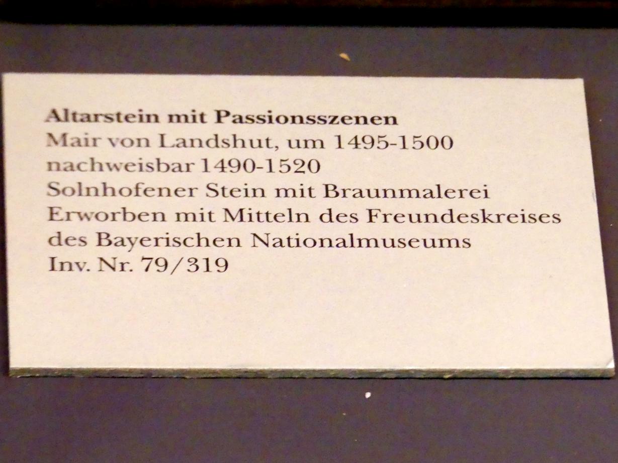 Hans Mair (Mair von Landshut) (1497), Altarstein mit Passionsszenen, München, Bayerisches Nationalmuseum, Saal 17, um 1495–1500, Bild 2/2