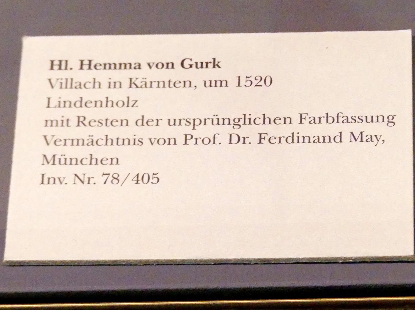 Hl. Hemma von Gurk, München, Bayerisches Nationalmuseum, Saal 17, um 1520, Bild 2/2