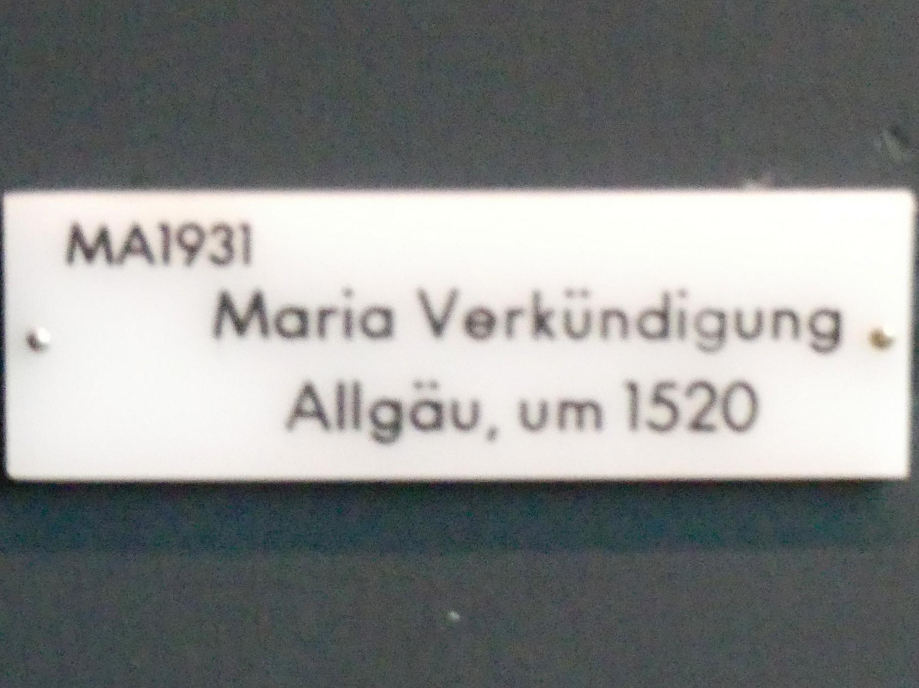 Mariä Verkündigung, München, Bayerisches Nationalmuseum, Saal 17, um 1520, Bild 2/2