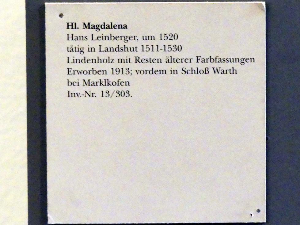 Hans Leinberger (1515–1527), Hl. Magdalena, München, Bayerisches Nationalmuseum, Saal 15, um 1520, Bild 3/3