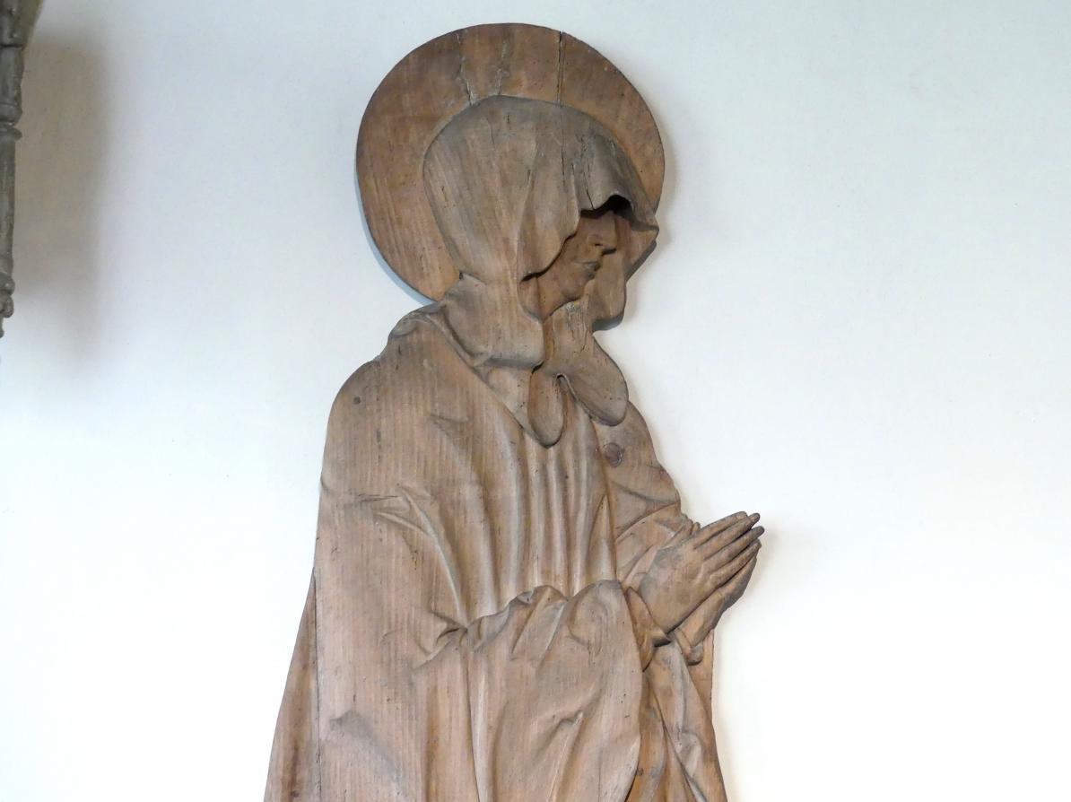 Hans Leinberger (1515–1527), Trauernde Maria aus einer Kreuzigung, Dingolfing, Pfarrkirche St. Johannes, jetzt München, Bayerisches Nationalmuseum, Saal 15, um 1520, Bild 2/3