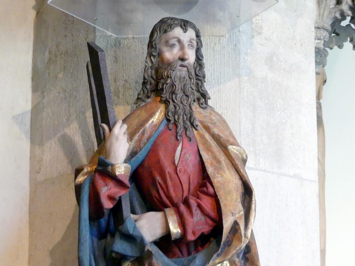 Erasmus Grasser (1480–1495), Hl. Andreas, München, Bayerisches Nationalmuseum, Saal 15, um 1480, Bild 3/5