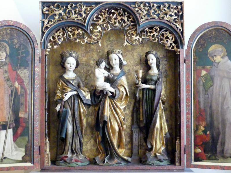 Meister des Untermenzinger Altars (1500), Flügelaltar mit Muttergottes und Kind, Untermenzing, Pfarrkirche St. Martin, jetzt München, Bayerisches Nationalmuseum, Saal 15, um 1500, Bild 2/5