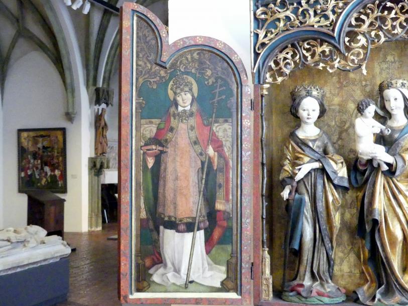 Meister des Untermenzinger Altars (1500), Flügelaltar mit Muttergottes und Kind, Untermenzing, Pfarrkirche St. Martin, jetzt München, Bayerisches Nationalmuseum, Saal 15, um 1500, Bild 3/5