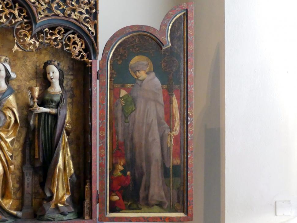 Meister des Untermenzinger Altars (1500), Flügelaltar mit Muttergottes und Kind, Untermenzing, Pfarrkirche St. Martin, jetzt München, Bayerisches Nationalmuseum, Saal 15, um 1500, Bild 4/5