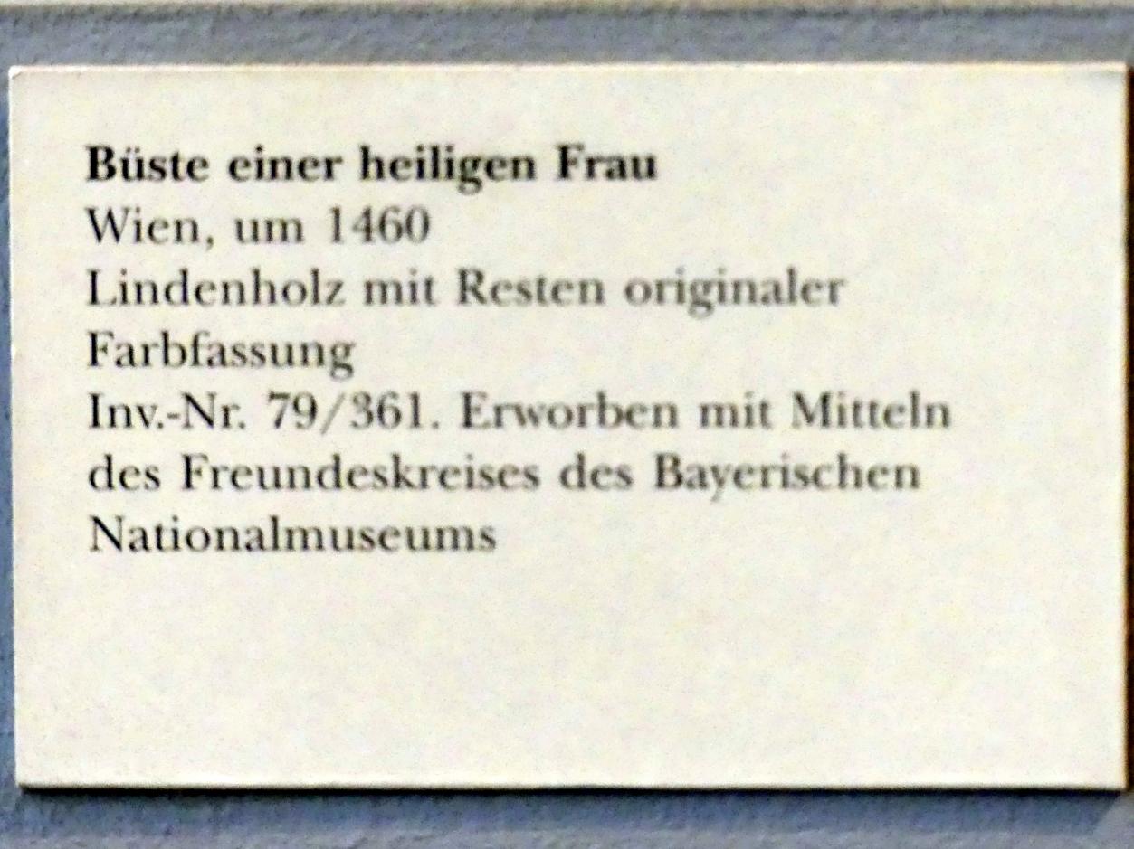 Büste einer heiligen Frau, München, Bayerisches Nationalmuseum, Saal 15, um 1460, Bild 5/5