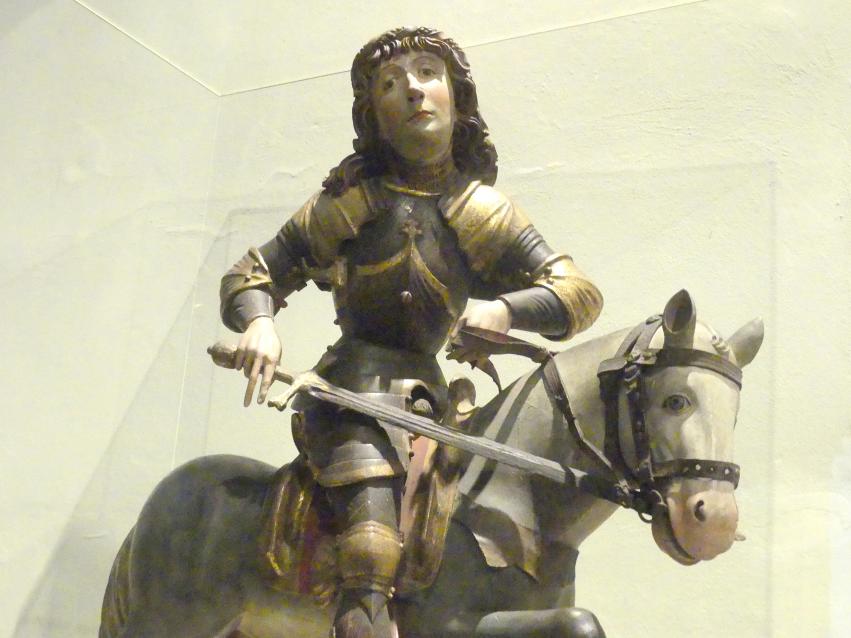 Hl. Georg zu Pferd, Burgrain (Isen), Schloss Burgrain, jetzt München, Bayerisches Nationalmuseum, Saal 15, um 1500, Bild 3/4