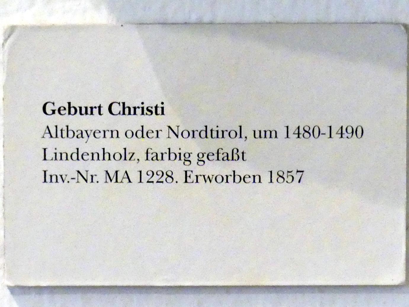 Geburt Christi, München, Bayerisches Nationalmuseum, Saal 15, um 1480–1490, Bild 2/2