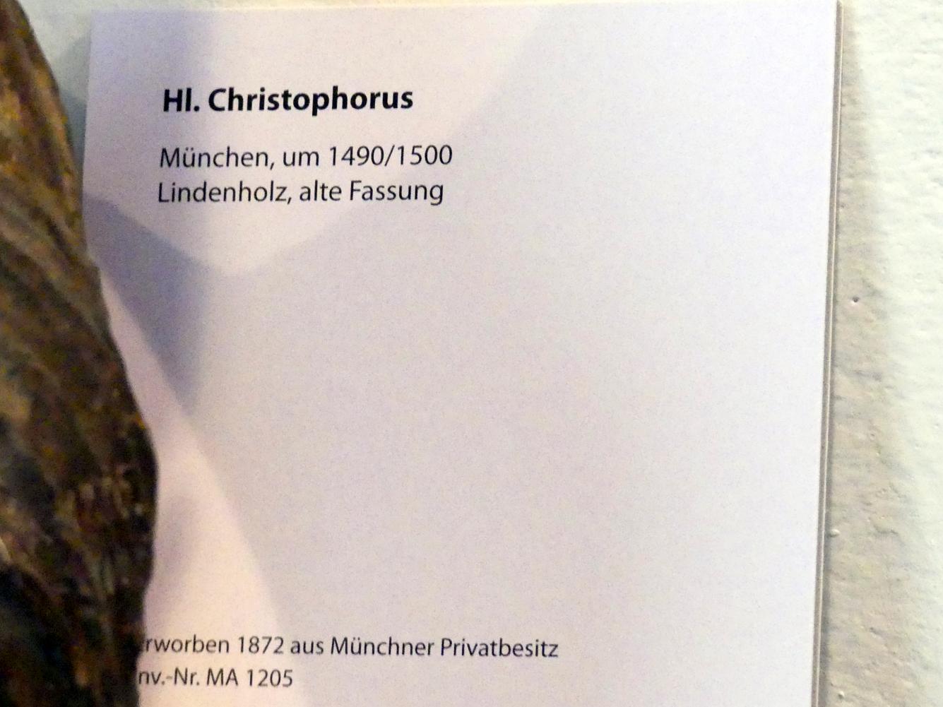 Hl. Christophorus, München, Bayerisches Nationalmuseum, Saal 15, um 1490–1500, Bild 5/5