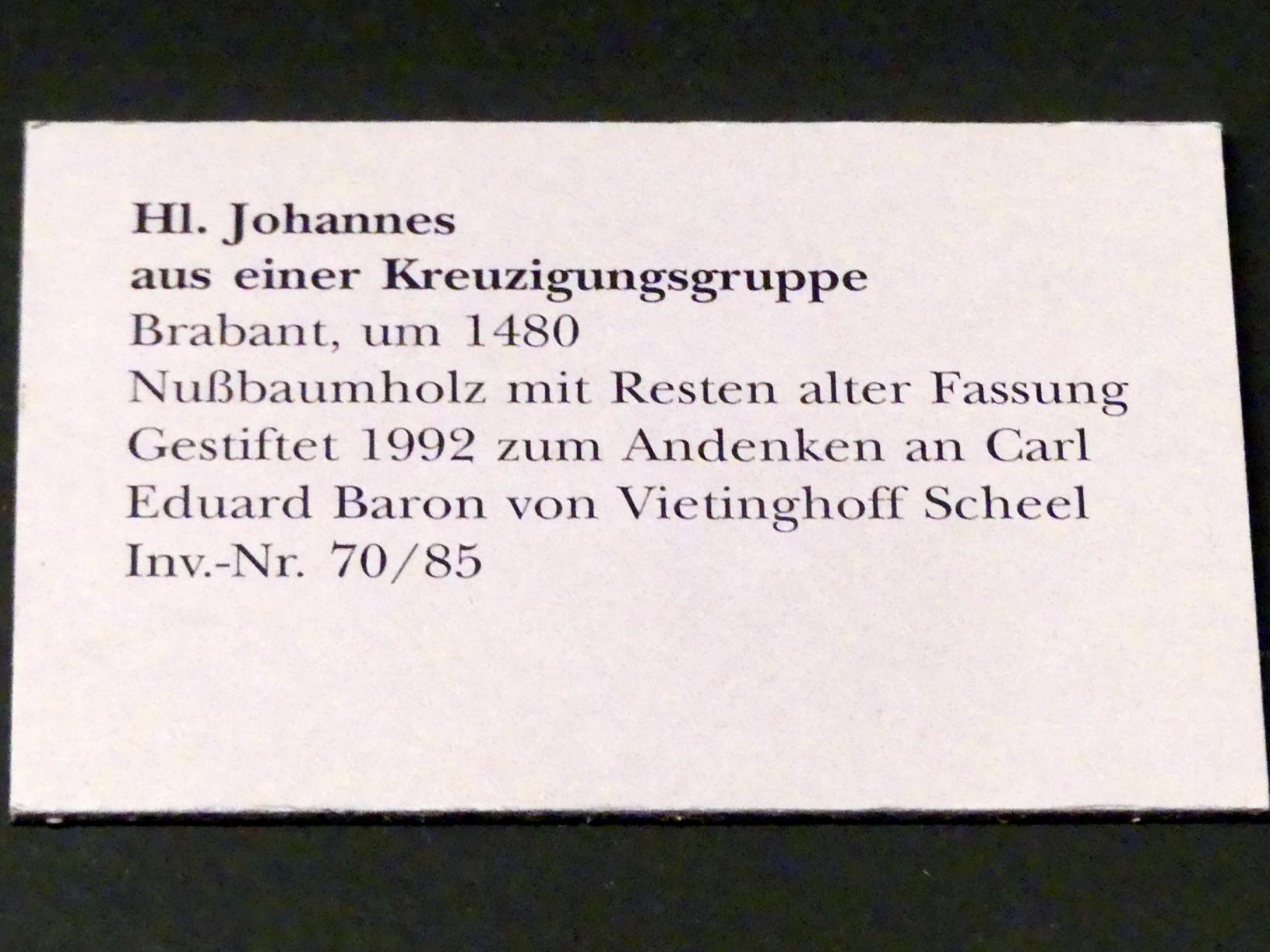 Hl. Johannes aus einer Kreuzigungsgruppe, München, Bayerisches Nationalmuseum, Saal 7, um 1480, Bild 3/3