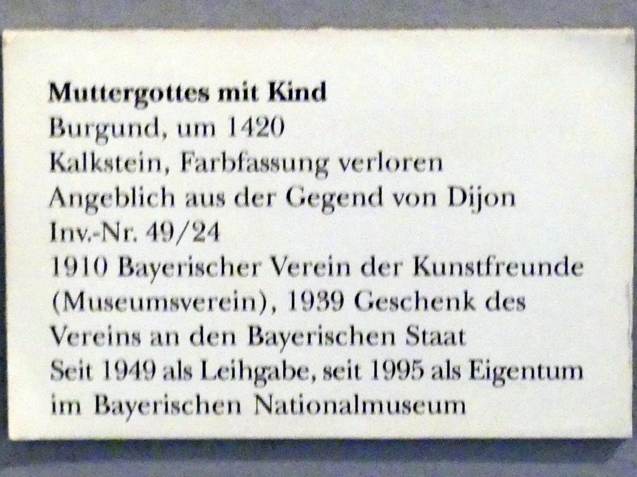 Muttergottes mit Kind, München, Bayerisches Nationalmuseum, Saal 7, um 1420, Bild 4/4