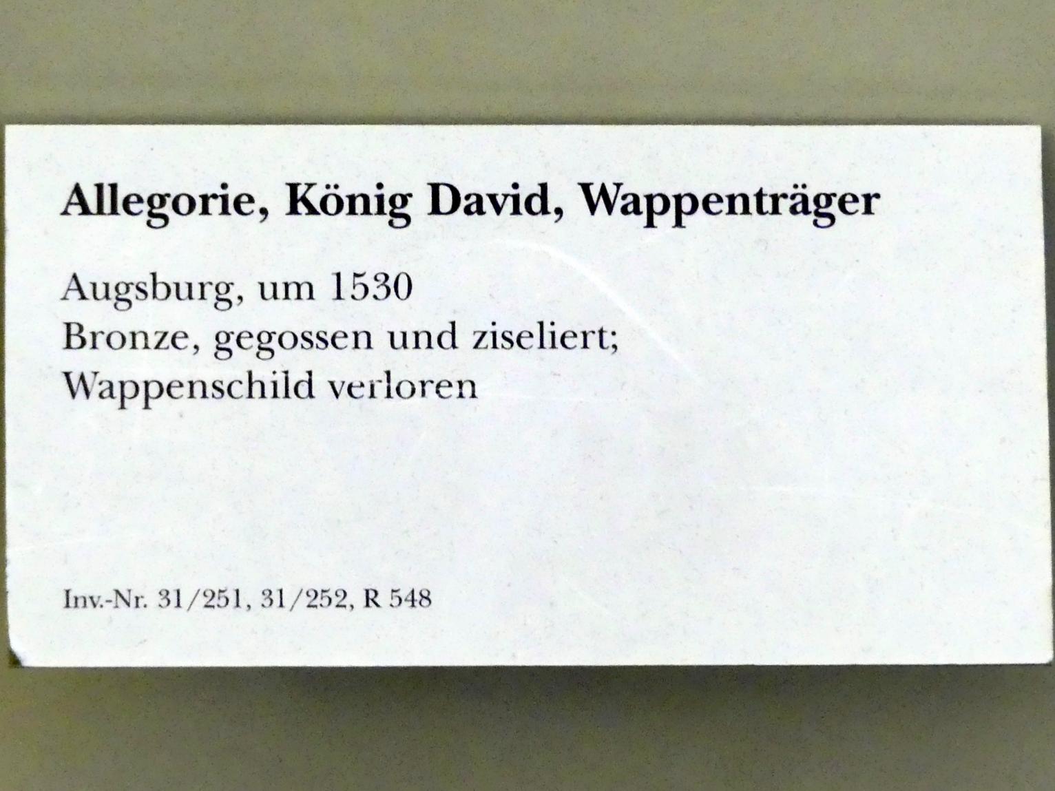 Allegorie, König David, Wappenträger, München, Bayerisches Nationalmuseum, Saal 21, um 1530, Bild 2/2