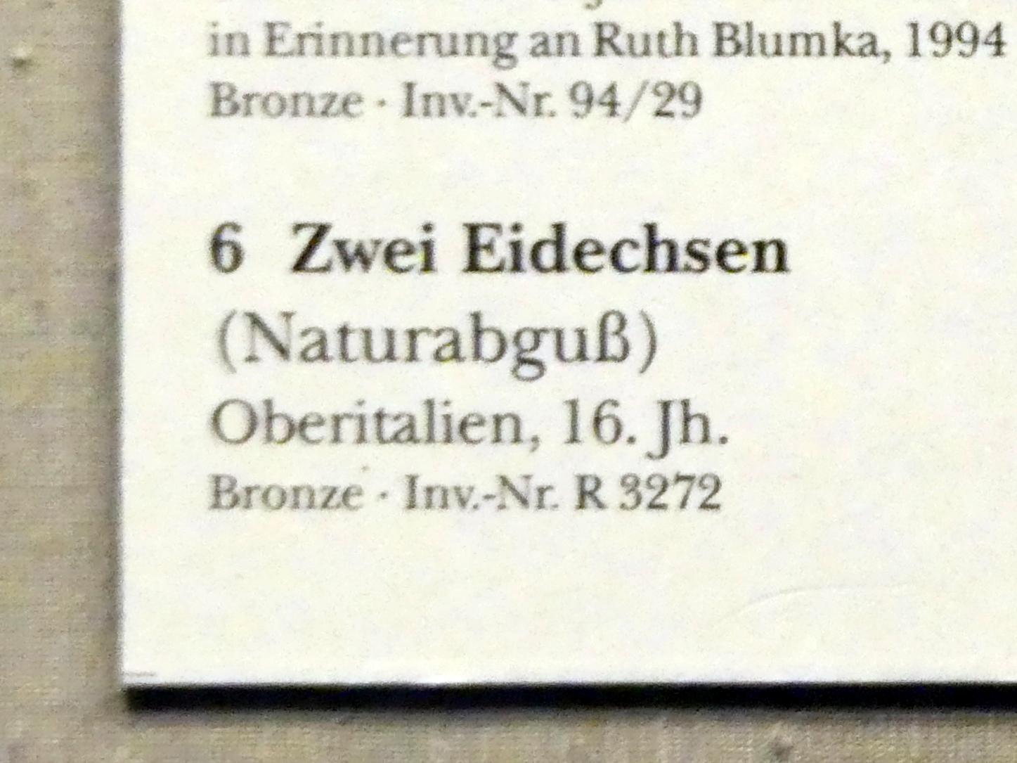 Zwei Eidechsen, München, Bayerisches Nationalmuseum, Saal 23, 16. Jhd., Bild 2/2