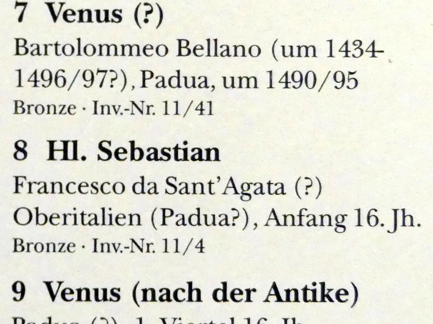 Francesco da Sant'Agata (1505), Hl. Sebastian, München, Bayerisches Nationalmuseum, Saal 23, Beginn 16. Jhd., Bild 2/2