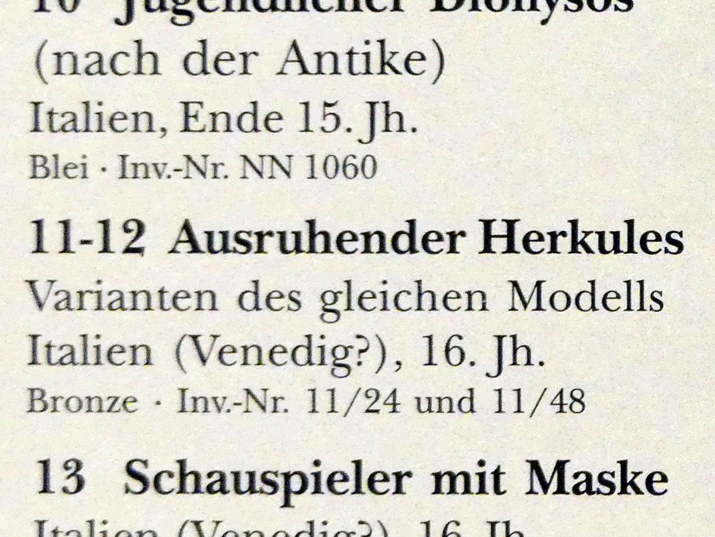 Ausruhender Herkules, München, Bayerisches Nationalmuseum, Saal 23, 16. Jhd., Bild 2/2