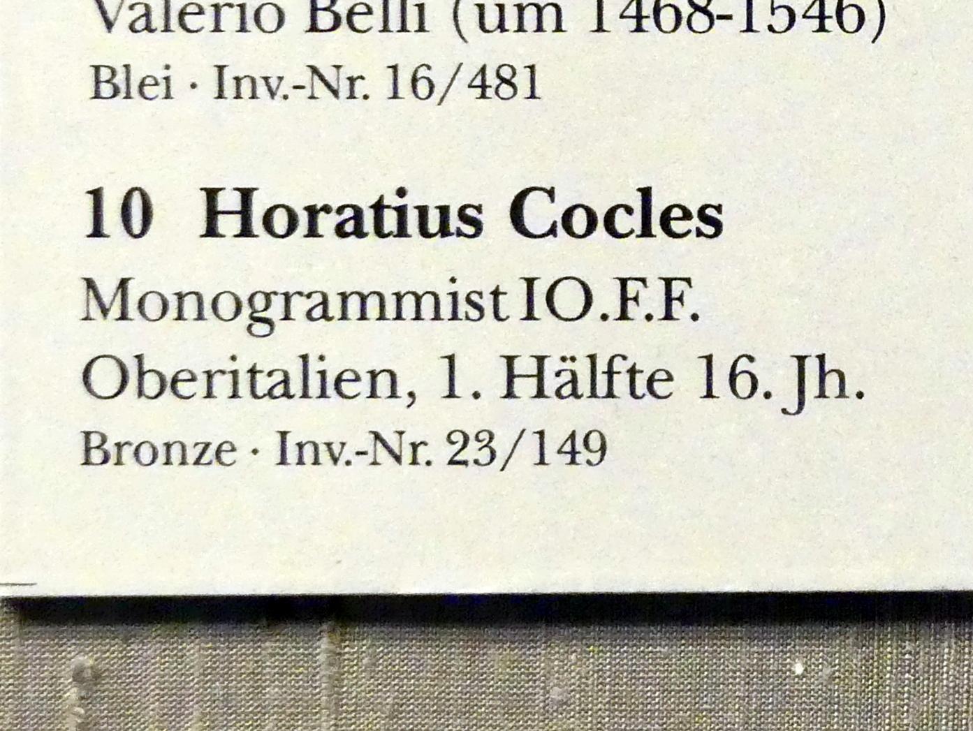 Monogrammist IO.F.F (1525), Horatius Cocles, München, Bayerisches Nationalmuseum, Saal 23, 1. Hälfte 16. Jhd., Bild 2/2