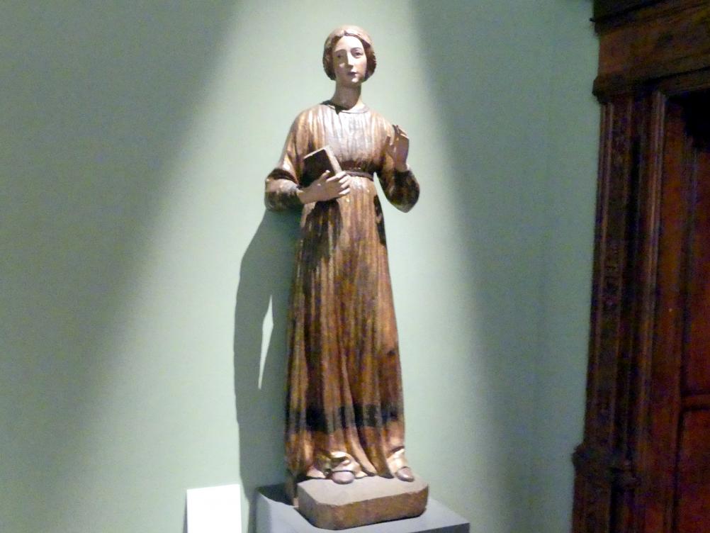 Francesco di Valdambrino (1410–1420), Maria aus einer Verkündigung, München, Bayerisches Nationalmuseum, Saal 24, um 1410, Bild 2/4