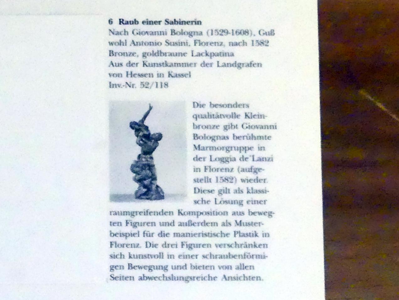 Giovanni da Bologna (Giambologna) (Nachahmer) (1583–1608), Raub einer Sabinerin, München, Bayerisches Nationalmuseum, Saal 25, nach 1582, Bild 4/4