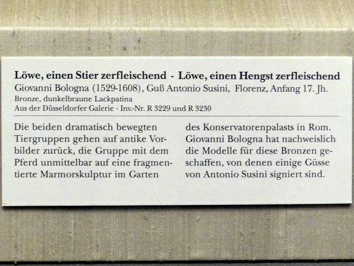 Giovanni da Bologna (Giambologna) (1556–1608), Löwe, einen Hengst zerfleischend, München, Bayerisches Nationalmuseum, Saal 25, Beginn 17. Jhd., Bild 2/2