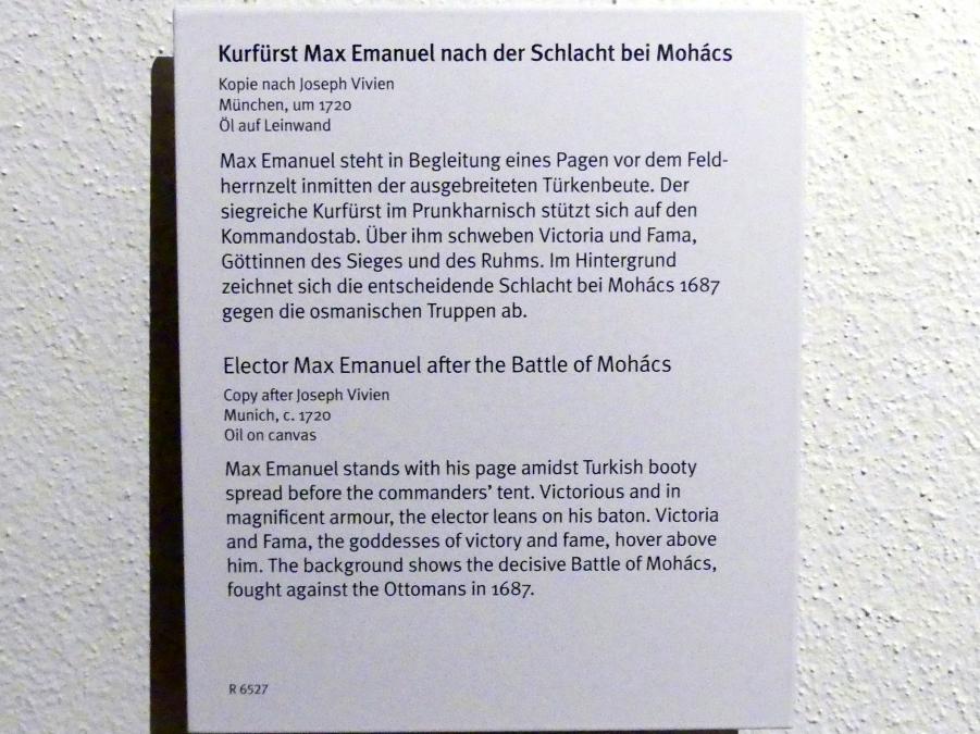 Joseph Vivien (Kopie) (1720), Kurfürst Max Emanuel nach der Schlacht bei Mohács, München, Bayerisches Nationalmuseum, Saal 33, um 1720, Bild 2/2
