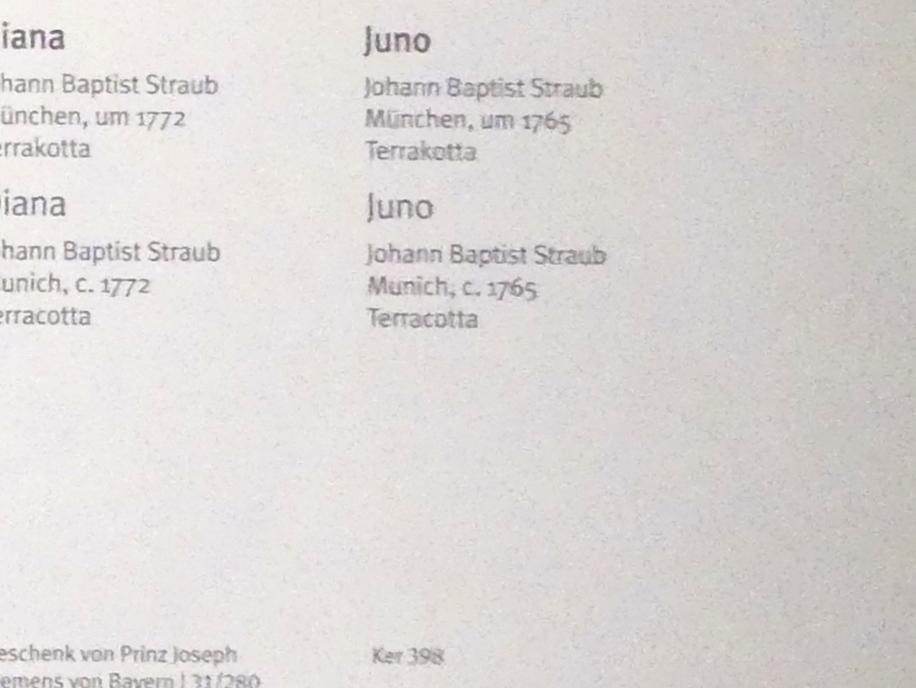 Johann Baptist Straub (1731–1777), Juno - Modell für das Münchner Palais Toerring-Jettenbach, München, ehem. Palais Törring-Jettenbach, jetzt Hauptpost, jetzt München, Bayerisches Nationalmuseum, Saal 43, um 1765, Bild 2/3