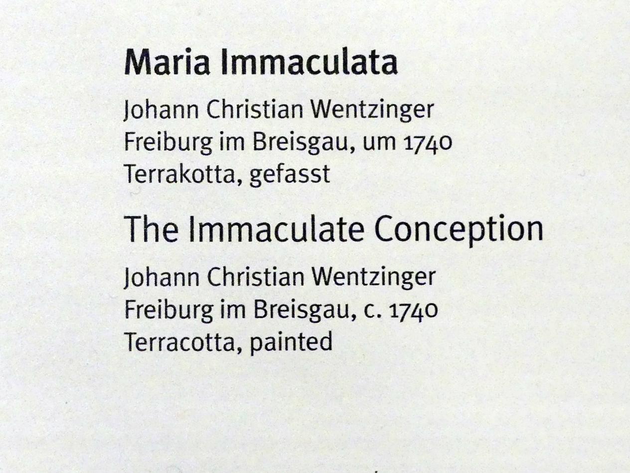 Johann Christian Wentzinger (1740–1760), Maria Immaculata, Merdingen, ehem. Deutschordenskirche, heute Pfarrkirche St. Remigius, jetzt München, Bayerisches Nationalmuseum, Saal 42, um 1740, Bild 2/4