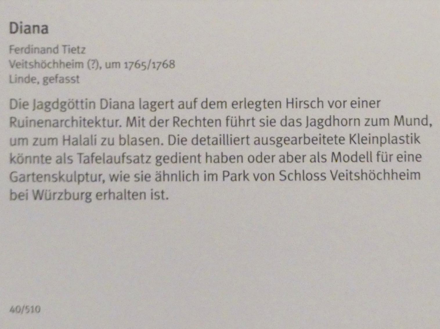 Ferdinand Tietz (Ferdinand Dietz) (1740–1767), Diana, München, Bayerisches Nationalmuseum, Saal 37, um 1765–1768, Bild 4/5