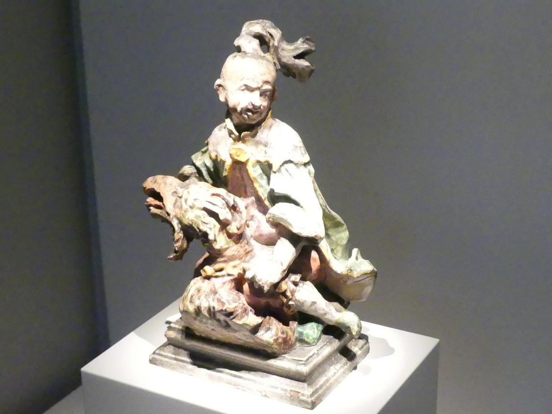 Ferdinand Tietz (Ferdinand Dietz) (1740–1767), Chinese mit Drachen, Memmelsdorf bei Bamberg, Schloss Seehof ("Marquardsburg"), Sommerresidenz der Bamberger Fürstbischöfe, jetzt München, Bayerisches Nationalmuseum, Saal 37, um 1765–1770, Bild 2/4