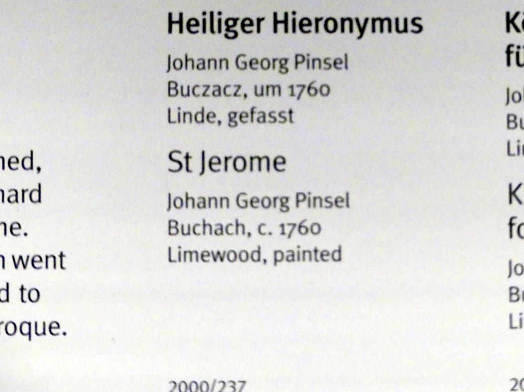 Johann Georg Pinsel (1752–1760), Heiliger Hieronymus, München, Bayerisches Nationalmuseum, Saal 44, um 1760, Bild 4/4