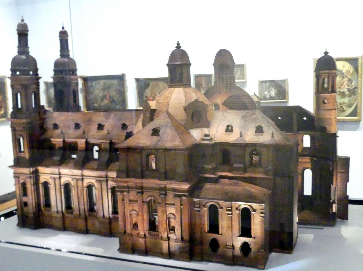 Modell der Abteikirche Münsterschwarzach, Münsterschwarzach, Benediktinerabtei, jetzt München, Bayerisches Nationalmuseum, Saal 45, 1726–1727, Bild 4/6