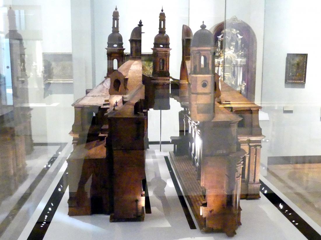 Modell der Abteikirche Münsterschwarzach, Münsterschwarzach, Benediktinerabtei, jetzt München, Bayerisches Nationalmuseum, Saal 45, 1726–1727, Bild 5/6