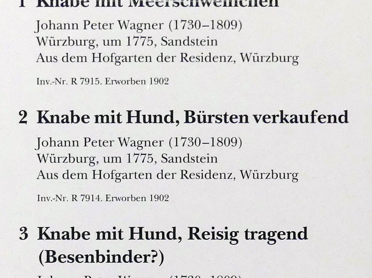 Johann Peter Wagner (1755–1797), Knabe mit Hund, Bürsten verkaufend, Würzburg, ehem. fürstbischöfliche Residenz, jetzt München, Bayerisches Nationalmuseum, Treppenhaus, um 1775, Bild 4/4