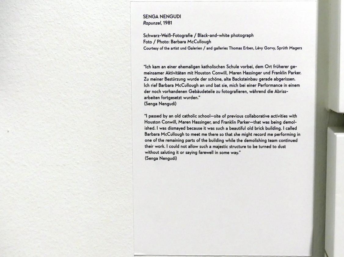 Senga Nengudi (1970–2019), Rapunzel, München, Lenbachhaus, Ausstellung "Senga Nengudi Topologien" vom 17.09.-19.01.2020, Saal 6, 1981, Bild 2/2