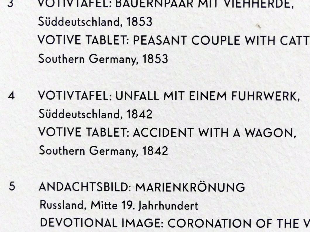 Votivtafel: Unfall mit einem Fuhrwerk, München, Lenbachhaus, Saal 33, 1842, Bild 2/2
