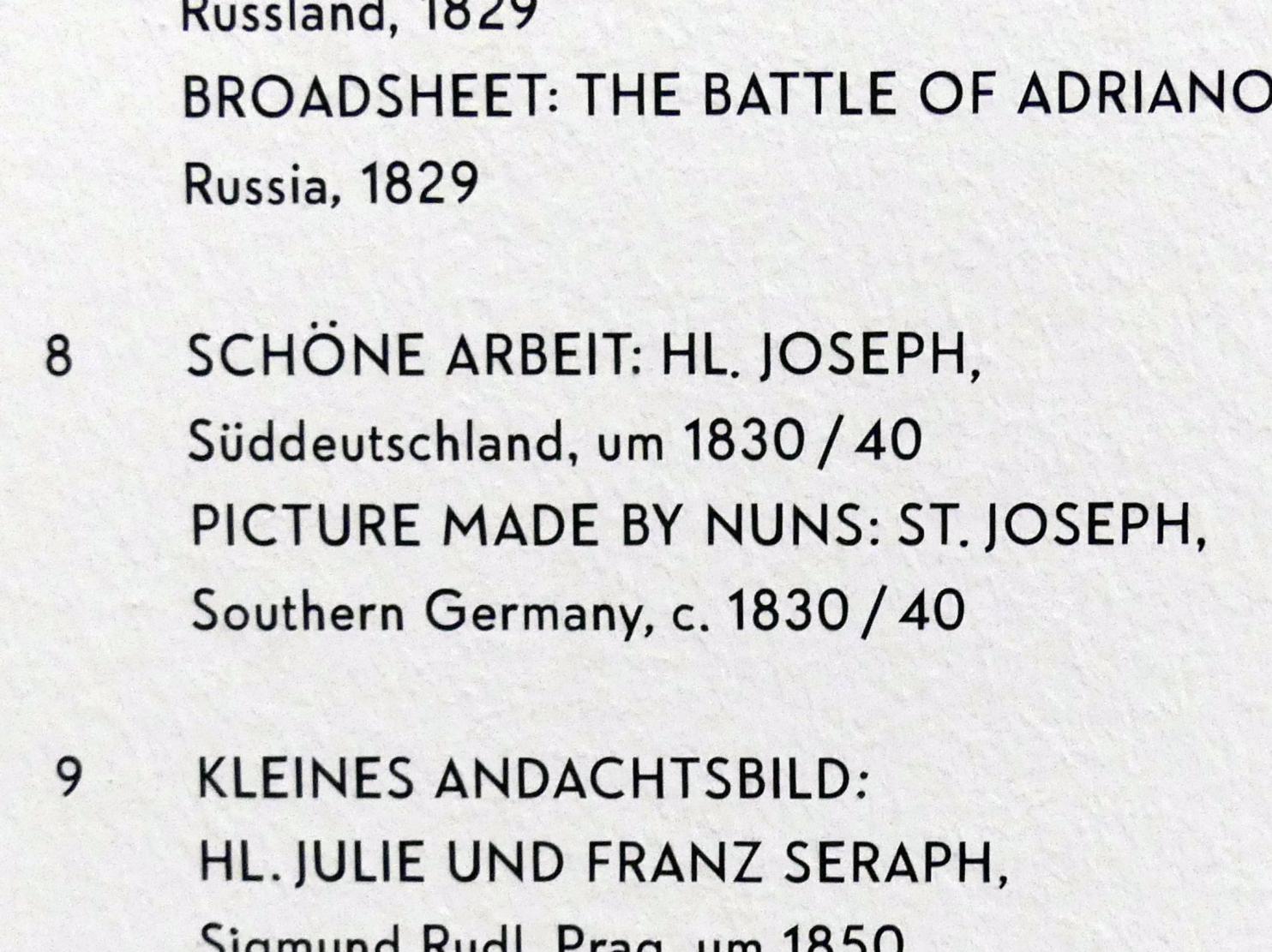 Schöne Arbeit: Hl. Joseph, München, Lenbachhaus, Saal 33, um 1830–1840, Bild 2/2