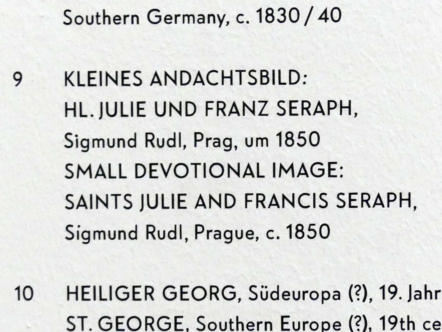 Sigmund Rudl (1850), Kleines Andachtsbild: Hl. Julie und Franz Seraph, München, Lenbachhaus, Saal 33, um 1850, Bild 2/2