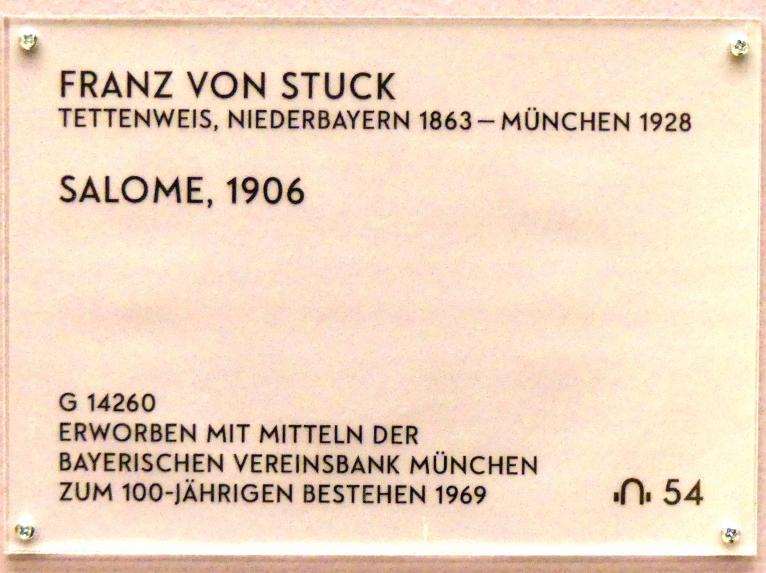 Franz von Stuck (1890–1923), Salome, München, Lenbachhaus, Saal 31, 1906, Bild 2/2