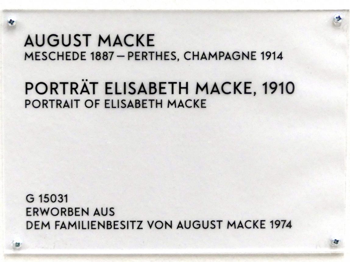 August Macke (1907–1914), Porträt Elisabeth Macke, München, Lenbachhaus, Saal 30, 1910, Bild 2/2