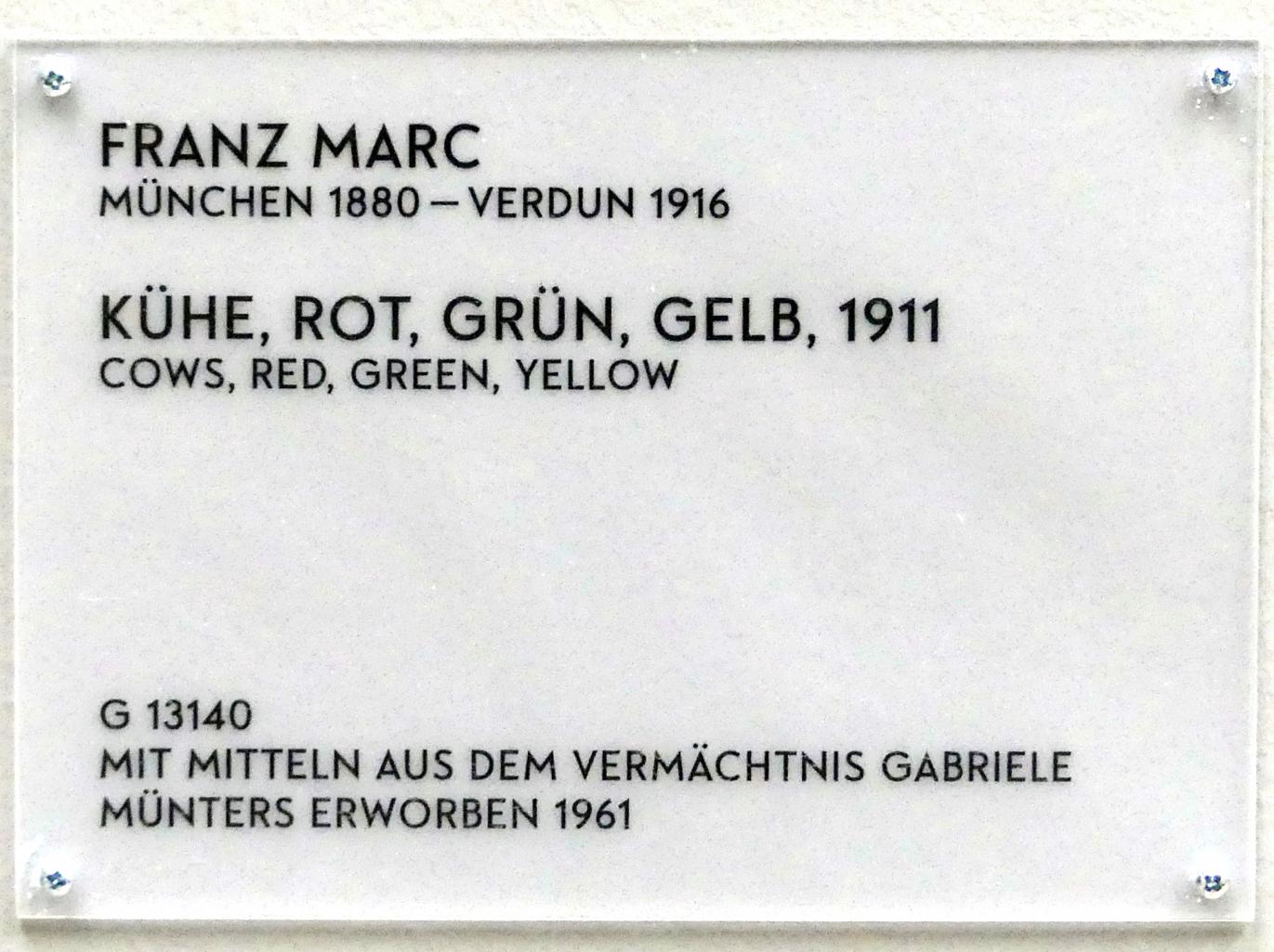 Franz Marc (1904–1914), Kühe, Rot, Grün, Gelb, München, Lenbachhaus, Saal 29, 1911, Bild 2/2
