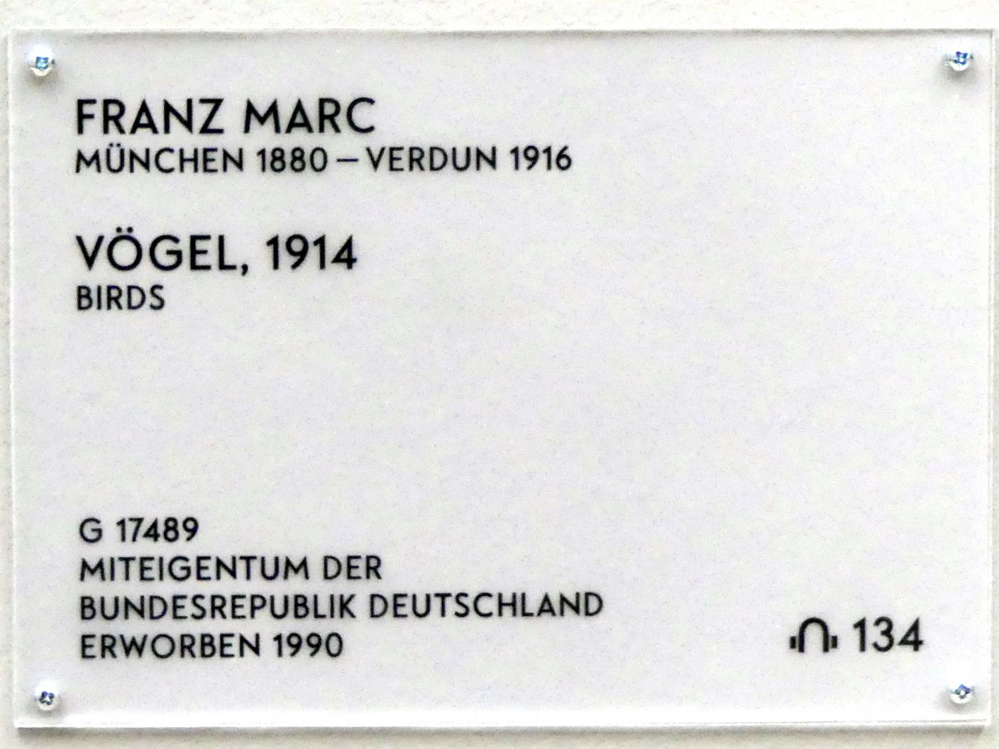 Franz Marc (1904–1914), Vögel, München, Lenbachhaus, Saal 29, 1914, Bild 2/2