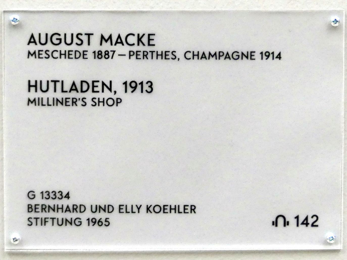August Macke (1907–1914), Hutladen, München, Lenbachhaus, Saal 29, 1913, Bild 2/2