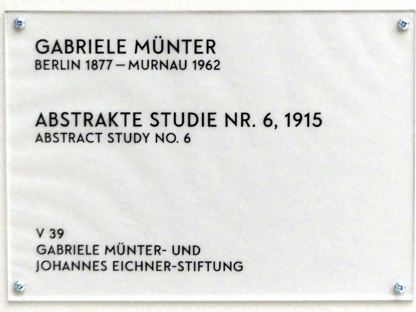 Gabriele Münter (1903–1954), Abstrakte Studie Nr. 6, München, Lenbachhaus, Saal 28, 1915, Bild 2/2